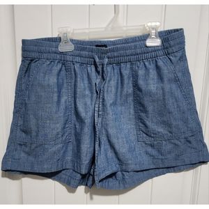 J.Crew factory chambray womens shorts medium elastic waist cotton